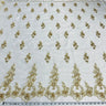 Beaded Corded Floral Lace White Mesh