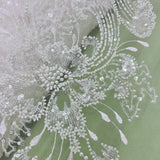 Beaded Lace Fabric on Polyester Net Mesh