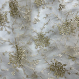 1 Yard - Corded Bridal Lace Fabric Embroidered on 100% Polyester Net Mesh - Ivory - 52"