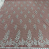 1 Yard Ivory Beaded and Corded Bridal Lace Fabric Embroidered on Polyester Net Mesh 54 Inch Width