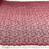 Beaded Lace Fabric on Polyester Net Mesh Red 52"