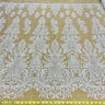 Beaded Lace Fabric Embroidered On 100 Percent Polyester Net Mesh - White, Ivory, Silver, Gold, Rose Gold, 60" Width (1 Yard)