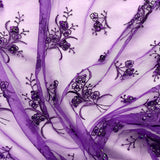 1 Yard Elegant Beaded Lace Fabric Embroidered on Polyester Net Mesh – 54"