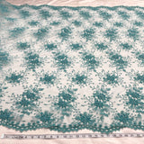 Beaded Lace Fabric on Polyester Net Mesh
