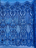 Sea Shell Sequin Damask Polyester Fabric - Iridescent Sequin Damask, 54" Width (1 Yard)