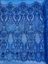 Sea Shell Sequin Damask Polyester Fabric - Iridescent Sequin Damask, 54" Width (1 Yard)