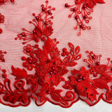 Beaded 3D Floral Lace Fabric