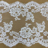 Double Sided Floral Lace Trimming Corded Embroidered On 100 Percent Polyester Net Mesh Fabric - Floral Corded Embroidered Lace Trim, 17.5" Width (1 Yard)