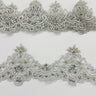 Beaded Lace Trimming Embroidered On 100 Percent Polyester Net Mesh Fabric - Gold, Silver, White Beaded Embroidery, 3" Width (1 Yard)