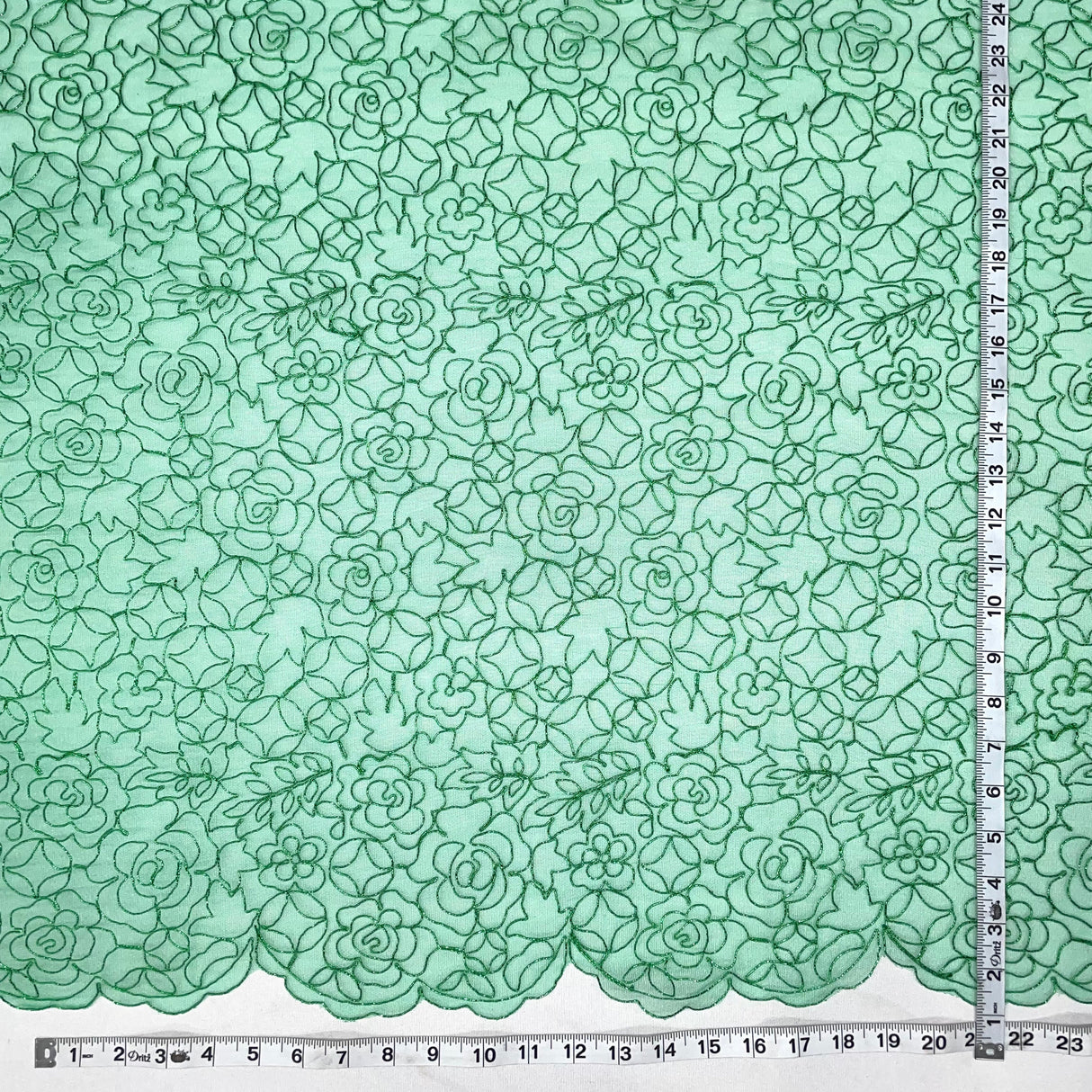 Embroidered Lace Turquoise Mesh