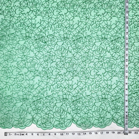 Embroidered Lace Turquoise Mesh