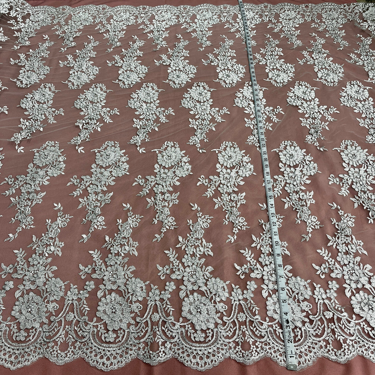 Embroidered Bridal Lace White Mesh