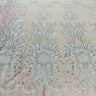 1 Yard Beaded Lace Fabric Embroidered on 100% Polyester Net Mesh | Ivory
