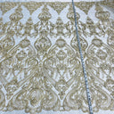 Embroidered Bridal Lace Fabric on Polyester Net Mesh