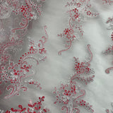 Corded Bridal Lace Fabric - Embroidered Polyester Net Mesh, Approximately 54" Width (1 Yard)