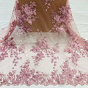 Beaded 3D Floral Lace Fabric