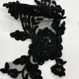 Beaded Corded Floral Lace Applique 20" x 5.5"