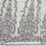 Beaded Lace Fabric on Polyester Net Mesh 54"