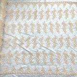 1 Yard Silver Corded Bridal Lace Fabric Embroidered on Polyester Net Mesh for Wedding and Evening Gowns – 54"