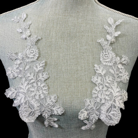 Corded Floral Applique 100% Polyester Net 9" x 3"
