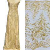 1 Yard Beaded Lace Fabric Embroidered on 100% Polyester Net Mesh