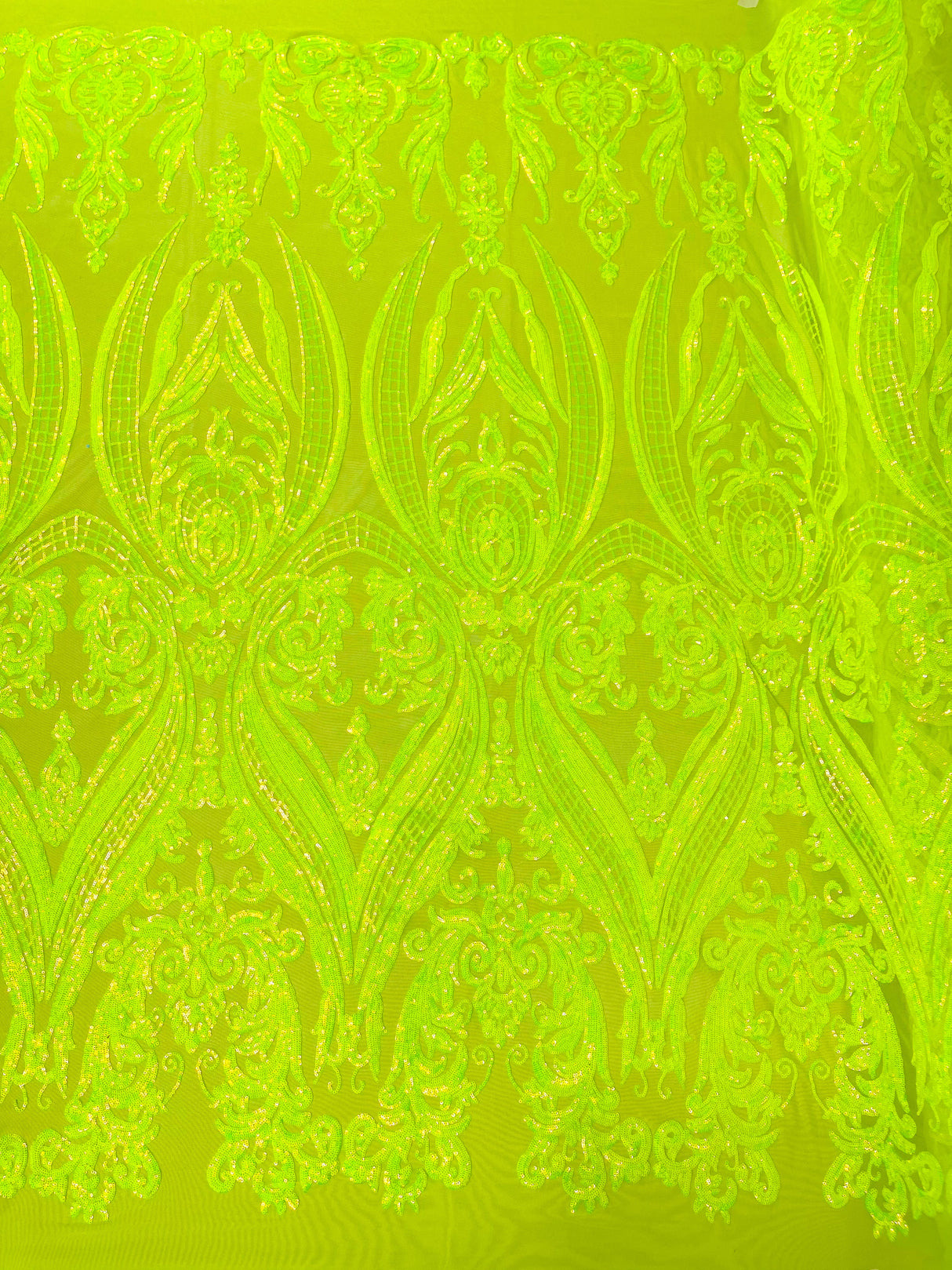 Big Sequin Damask Polyester Fabric - Damask Sequin Mesh, 54" Width (1 Yard)
