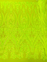 Big Sequin Damask Polyester Fabric - Damask Sequin Mesh, 54" Width (1 Yard)