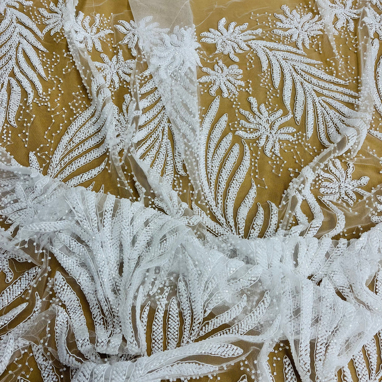 Beaded Corded Bridal Lace Mesh
