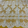 1 Yard Beaded and Corded Bridal Lace Fabric for Elegant Dresses White