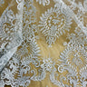 Corded Bridal Lace Fabric - Embroidered Floral Pattern, 52" Wide (1 Yard)
