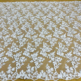 1 Yard Beaded 3D Floral Lace Fabric Embroidered on 100% Polyester Net Mesh