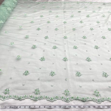 Beaded Embroidered Lace Mesh Fabric