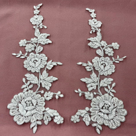 Beaded Corded Floral Lace Applique