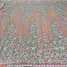 1 Yard Beaded and Corded Bridal Lace Fabric Embroidered on Polyester Net Mesh 51 inch Width