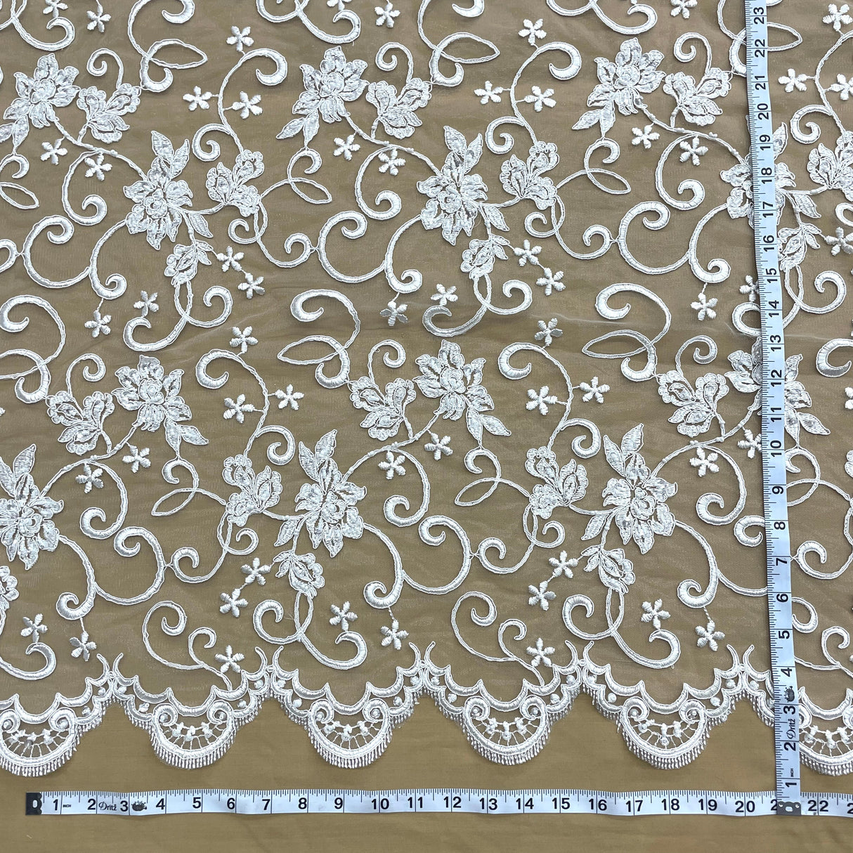 Beaded Corded Bridal Lace Fabric 54" Wide