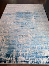 Tess 913 Blue Polyester Area Rug - Blue, Machine Made, Made In Turkey (5' 3" X 7' 4")
