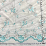 Beaded Lace Fabric Embroidered On 100 Percent Polyester Net Mesh - Lt. Blue, Black/Red, Brown/Yellow, 51" Width (1 Yard)