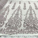 Beaded Lace Fabric on Polyester Net Mesh 54"