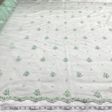 1 Yard - Beaded Lace Fabric Embroidered on 100% Polyester Net Mesh - Ivory - 54" Wide