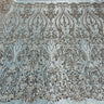 Beaded Lace Fabric Embroidered On 100 Percent Polyester Net Mesh - Gold, Silver, 54" Width (1 Yard)