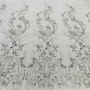 Beaded Lace Fabric on Polyester Net Mesh