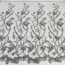 1 yarda de encaje floral 3D exquisito con cuentas bordado sobre malla de poliéster