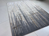 Maximus 241 Polyester Viscose Blend Fabric - Silver With Gold Geometric Design, Color-Changing Flat Weave (1 Rug)