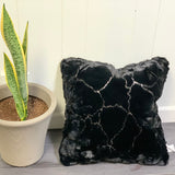 Golden Faux Fur Glow Fluffy Pillow Polyester Fabric - Black Moon With Gold Foil, 20" X 20" (1 Pillow)