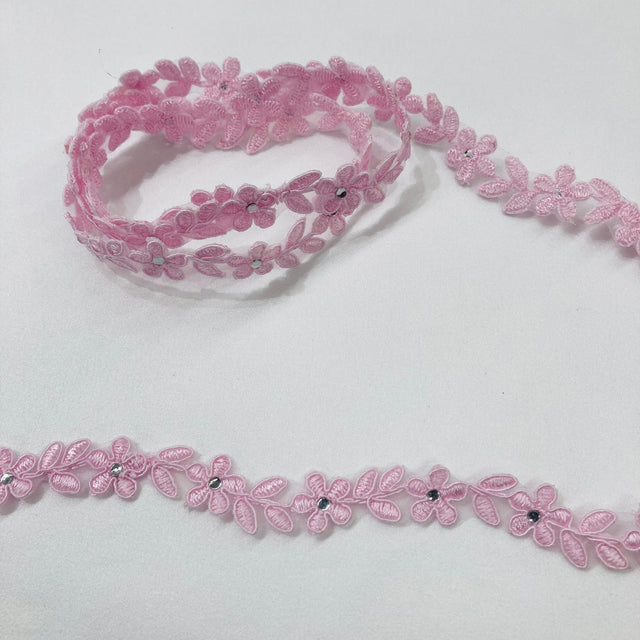 Beaded Lace Trimming on Polyester Organza