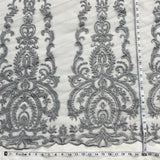 Beaded Lace Fabric on Polyester Net Mesh 54"