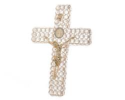 12" Gold Clear Crystal Glass Wall Cross Hanging Decoration - 1 Centerpiece