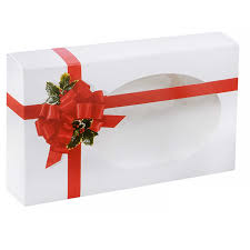 1/2 lb Ribbon & Holly Cookie Box with WINDOW
