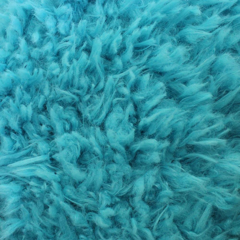 Curly Aqua Blue Faux Fur Fabric,