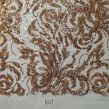 Beaded Sequined Lace Fabric 100% Polyester Net Mesh